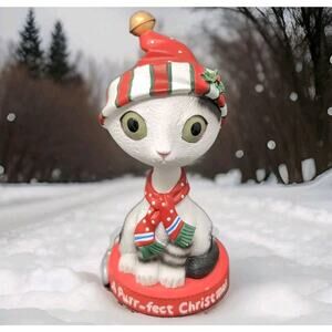 Twisted Whiskers Cat A Purr-fect Christmas Bobble Head‎ American Greetings Decor